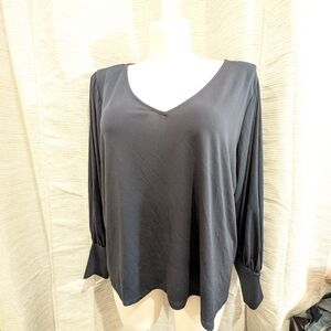 Elegant Eloquii Navy V-Neck Women's Top